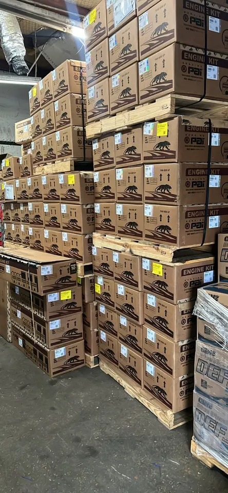Parts boxes on warehouse shelves