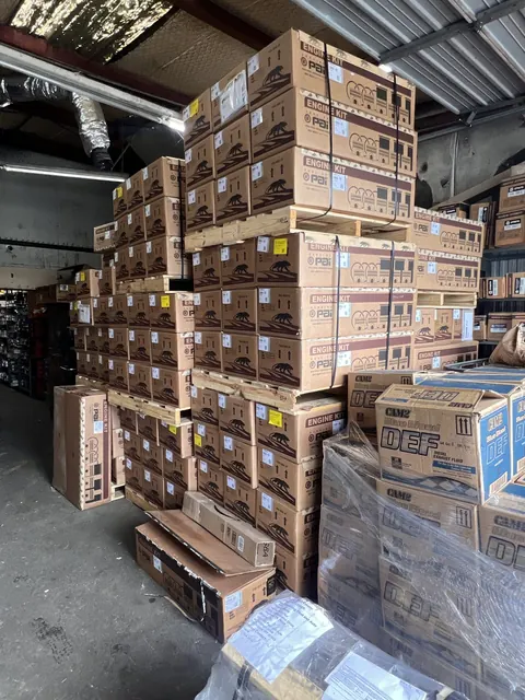 Boxed parts in the warehouse