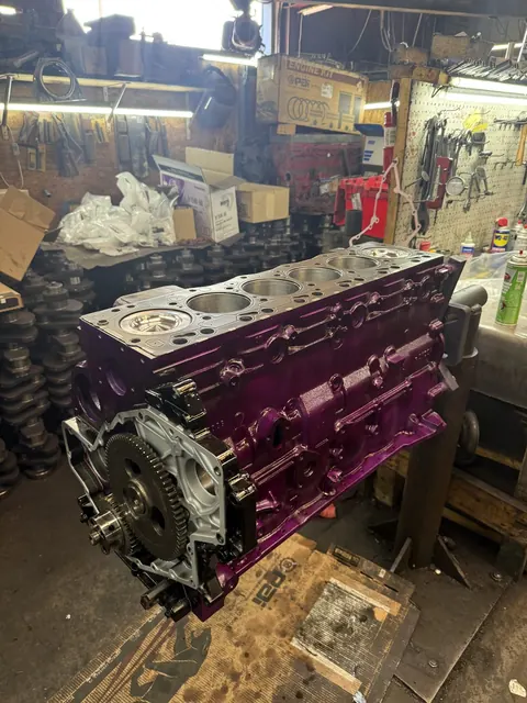 Purple engine build in the shop