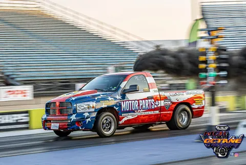 Motor Parts + pickup at the drag strip