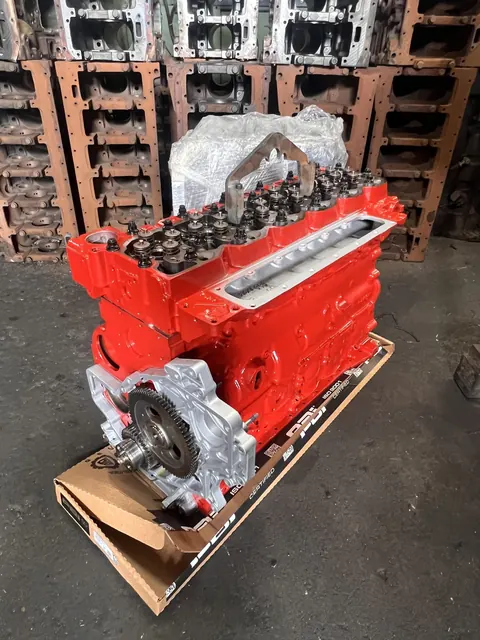 Red engine on a wooden pallet