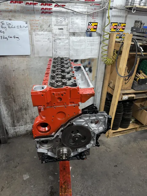 Front view of a red engine build