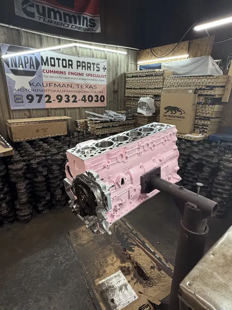 Pink engine build in the shop