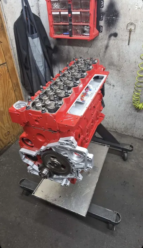 Red engine assembly, side view