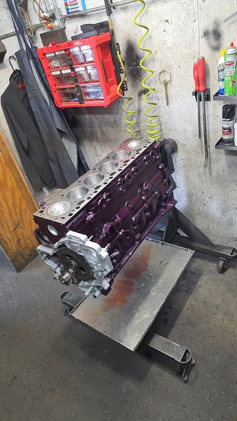 Purple engine build, front view